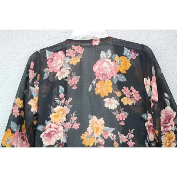 Jolt Open Front Cardigan-Sheer-Size XS-Crochet Trim - Picture 9 of 10